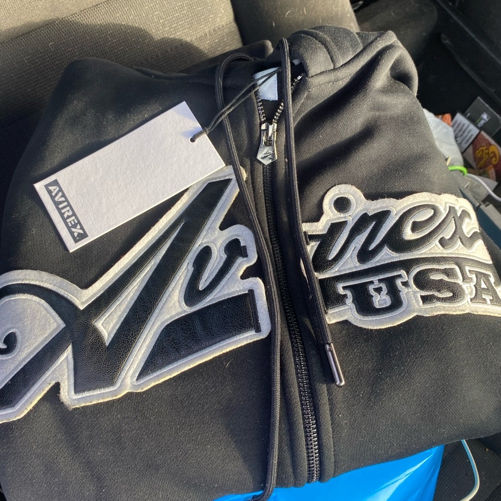 Avirex Black and Gray Logo Hoodie